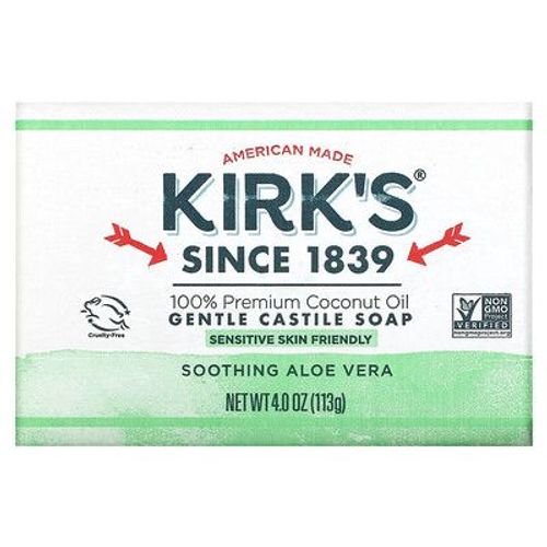 Kirk's 100 % Huile De Noix De Coco Premium, Savon De Castille Doux, Aloe Vera Apaisant, 113 G 