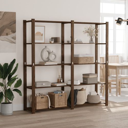 Support de rangement à 5 niveaux marron 170x38x170 cm bois pin