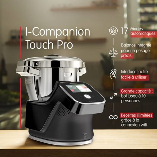 Robot Cuiseur Moulinex I-Companion Touch Pro Edition Noire - HF93D810 - 1550W