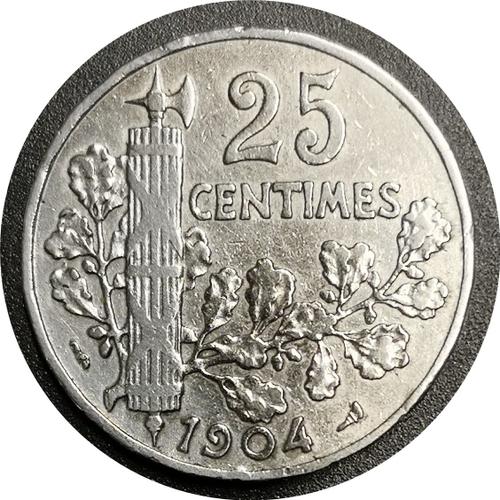 25 Centimes 1904 France, Type Patey 2ème Type "Petit Point", Monnaie De Collection