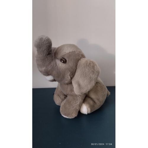 Peluche Éléphant Gris Assis Vintage Aux Nations