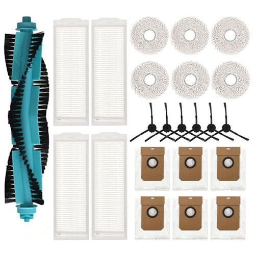 23 Pièces accessoires 1 brosse rouleau + 6 chiffon + 4 filtre + 6 sacs à poussière + 6 brosses latérales pour aspirateur robot Cecotec Conga 11090