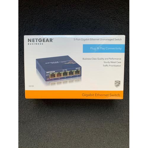 NETGEAR 5-ports Gigabit Ethernet Unmanaged Switch - GS 105 - Plug-n-Play connectivity