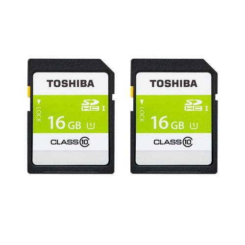 2pcs Toshiba carte mémoire SDXC 16 Go classe 10 U1 sans l'emballage (en vrac)