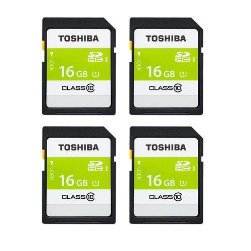 4pcs Toshiba carte mémoire SDXC 16 Go classe 10 U1 sans l'emballage (en vrac)