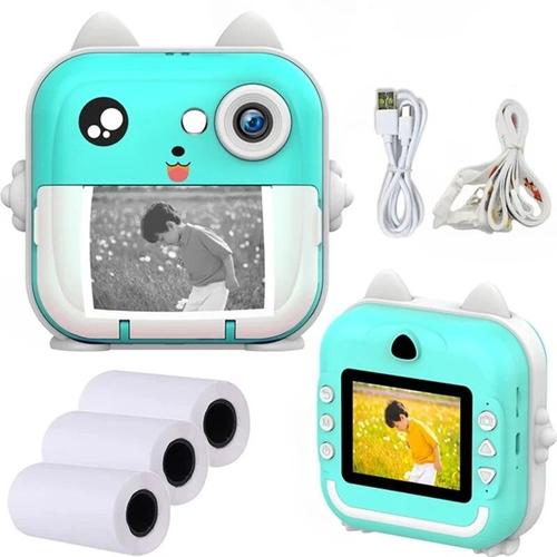 Appareil photo pour enfants Polaroid - mini caméra vidéo numérique à impression instantanée - écran HD 1080P - jouet - Vert