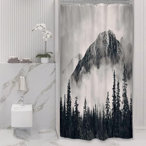 Rideau De Douche Brumeux Pour Camping-Car, Petit Stand, Montagne, Nature, Paysage Rustique, Arbre Fumé, Parcs Nationaux, Décoration Extérieure De La Maison, Tissu, Salle De Bains, Crochets En Plastique