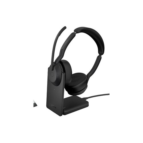 Jabra Evolve2 55 UC Stereo - Micro-casque - sur-oreille - Bluetooth - sans fil - Suppresseur de bruit actif - USB-A - noir - Optimisé pour la CU