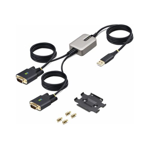 StarTech.com Adaptateur USB vers Série de 2 Ports de 4 m, FTDI/DB9 RS232 - Câble USB / série - USB (M) pour DB-9 (M) vissable - 4 m - noir