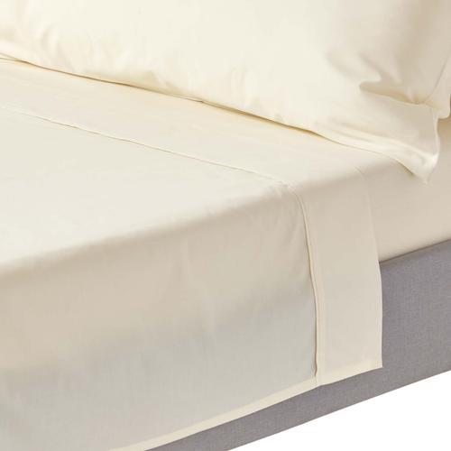 Drap Plat Uni 100% Coton Égyptien 200 Fils Crème 178 X 255 Cm