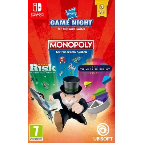 Hasbro Game Night - Monopoly, Trivial Pursuit Live! Et Risk Switch