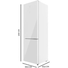 Cecotec Réfrigérateur Combiné 2 Portes en Verre Bolero CoolMarket Combi 356 White Glass D. 356 L, Hauteur 200 cm, Largeur 60 cm, Faible Consommation, Système Multi Air Flow, No Frost Total
