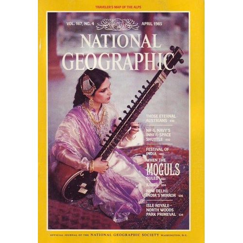 National Geographic, Vol 167, No. 4/ April 1985: Moguls + Traveler's Map Of The Alps