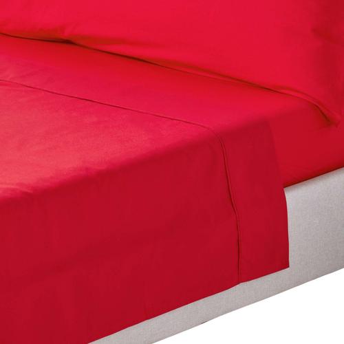 Drap Plat Uni 100% Coton Égyptien 200 Fils Rouge 240 X 275 Cm