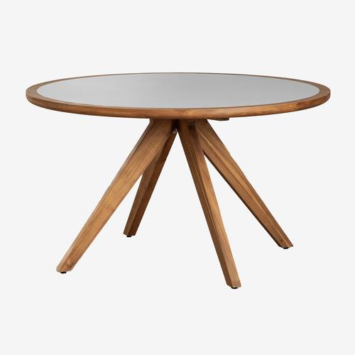 Table De Jardin Ronde En Ciment Et Bois D'acacia (Ø130 Cm) Gamila Gris