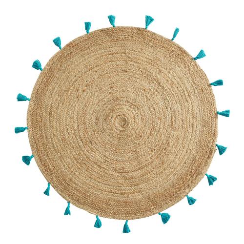 Tapis Rond Jute 120 Cm Shira Turquoise