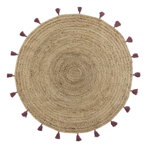 Tapis Rond Jute 120 Cm Shira Bordeaux