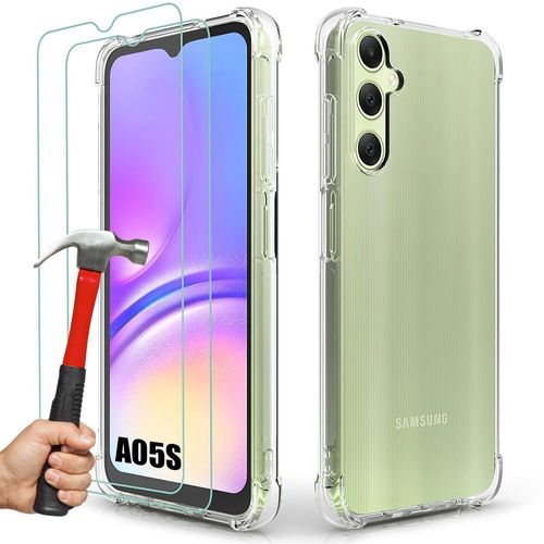Coque Pour Samsung Galaxy A05s - Protection Silicone Antichoc Transparent + 2 Verres Trempés (Pas Pour Galaxy A05) - Booling