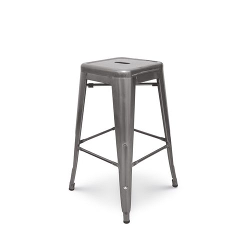 Kosmi - Tabouret De Bar En Métal Brut Aspect Galvanisé - Hauteur 76 Cm