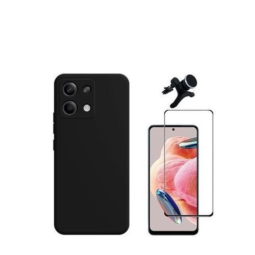 Kit De Film En Verre Trempé De La Couverture En 5d + Boîtier En Silicone Liquide + Porte-Voiture Renforcé Phonecare Pour Xiaomi Redmi Note 13 4g - Noir