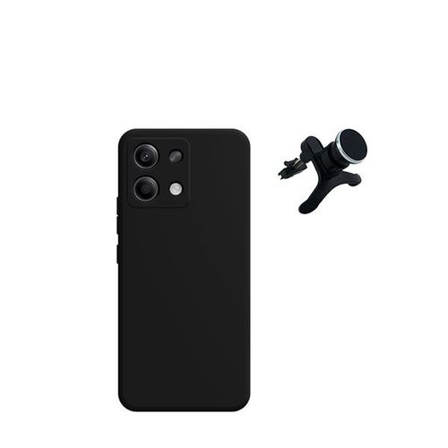 Support Magnétique De Voiture Renforcé De Kit + Couvercle De Silicone Liquide Phonecare Pour Xiaomi Redmi Note 13 4g - Noir