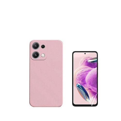 Hydrogel Cover Plein Cover Kit Avant + Cas De Silicone Liquide Phonecare Pour Xiaomi Redmi Note 13 4g - Rose