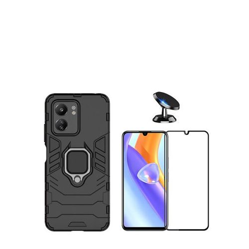 Kit De Film De Verre Trempé De Couverture En 5d + 3x1 Défenseur Militaire + Support De Voiture Magnétique Phonecare Pour Xiaomi Redmi 13c - Noir