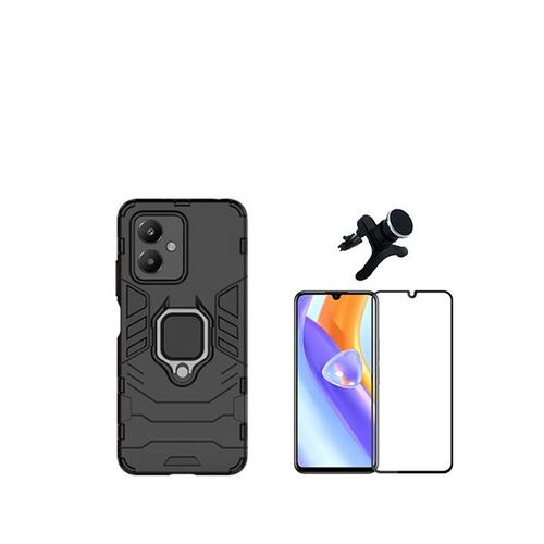 Kit De Film En Verre Trempé De La Couverture De 5d + 3x1 Défenseur Militaire + Support Magnétique De Voiture Renforcé Phonecare Pour Xiaomi Redmi 13c 5g - Noir