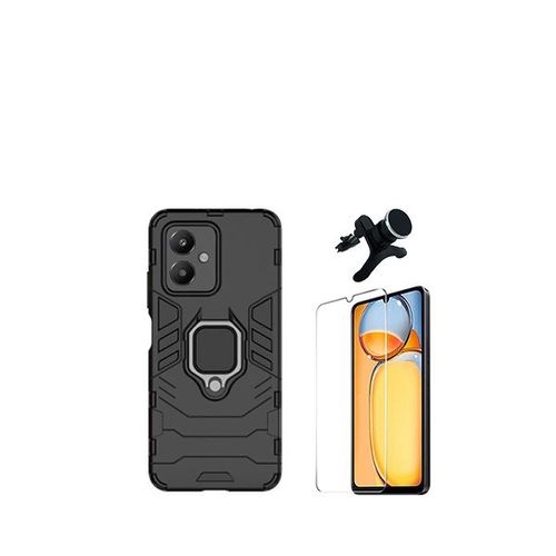 Kit De Verre Trempé De Clearglass + 3x1 Défenseur Militaire + Support Magnétique De Voiture Renforcé Phonecare Pour Xiaomi Redmi 13c 5g - Noir