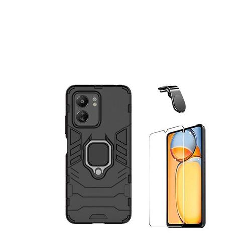 Kit De Verre Trempé De Clearglass + 3x1 Défenseur Militaire + Support Magnétique L Voiture De Conduite Sécuritaire Phonecare Pour Xiaomi Redmi 13c - Noir