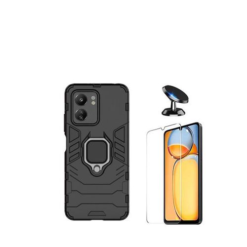 Kit De Verre Trempé De Clearglass + 3x1 Défenseur Militaire + Support De Voiture Magnétique Phonecare Pour Xiaomi Redmi 13c - Noir