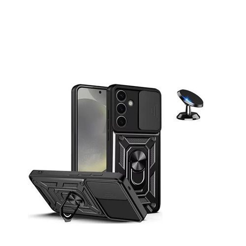 Kit De Voiture Magnétique De Voiture + 3x1 Couverture Militaire Défenseur À Phonecare Pour Samsung Galaxy S24 5g - Noir