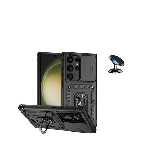 Kit De Voiture Magnétique De Voiture + 3x1 Couverture Militaire Défenseur À Phonecare Pour Samsung Galaxy S24 Ultra 5g - Noir