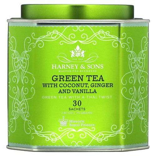 Harney & Sons Thé Vert À La Noix De Coco, Au Gingembre Et À La Vanille, 30 Sachets, 75 G