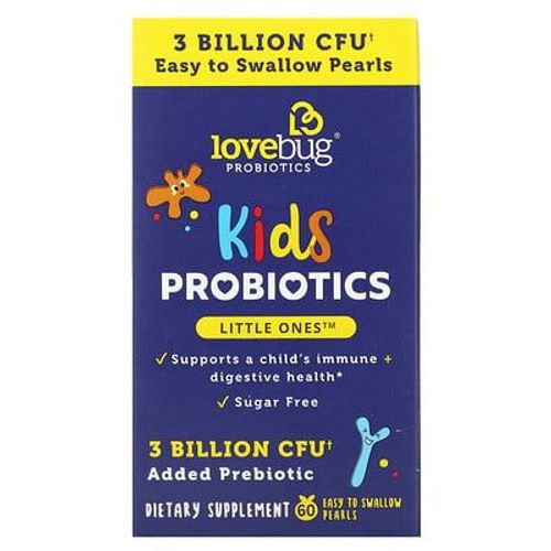 Lovebug Probiotics Probiotiques Pour Enfants, 3 Milliards D'ufc, 60 Perles Faciles À Avaler 