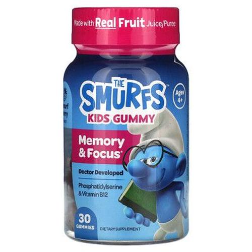 The Smurfs Les Schtroumpfs, Gommes Memory & Focus pour enfants, Schtroumpf berry, À partir de 4 ans, 30 gommes