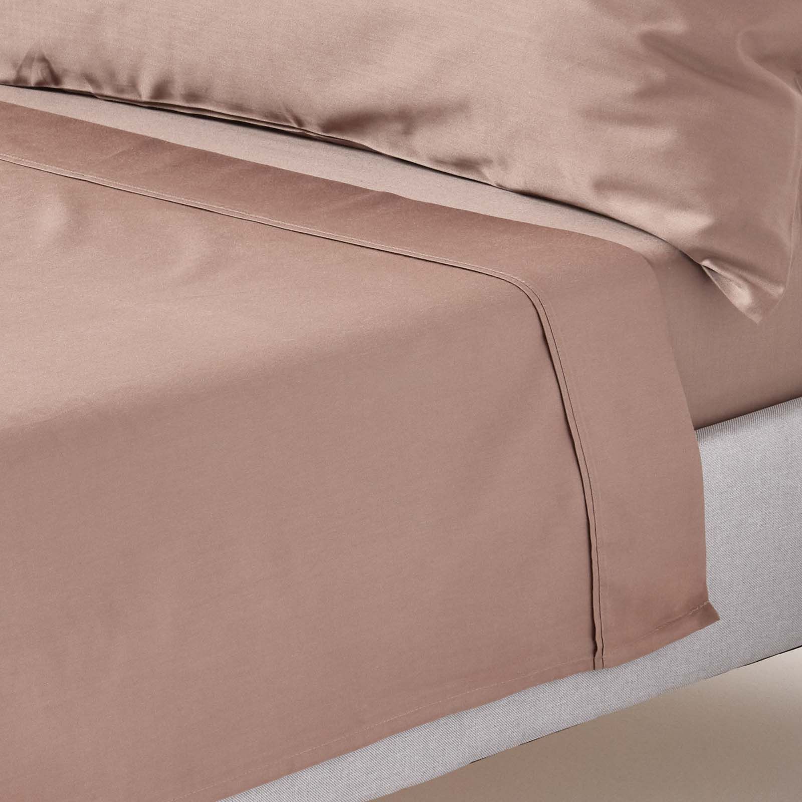 Drap Plat Uni 100% Coton Égyptien Bio 400 Fils Coloris Marron 240 X 300 Cm