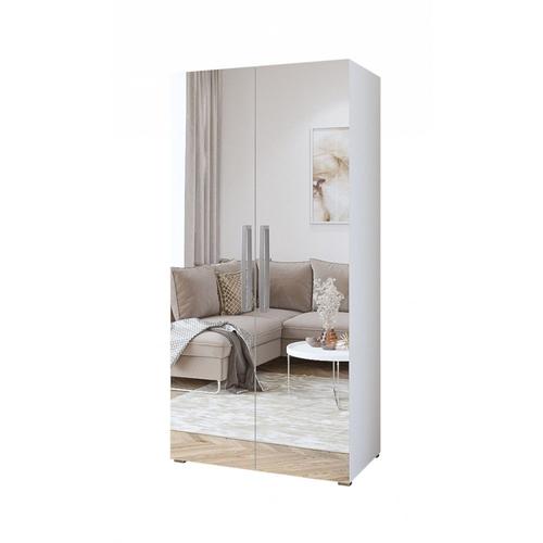 Armoire 100cm Deux Portes Avec Miroirs Intégrales. Garde Robe Collection Jupiter.