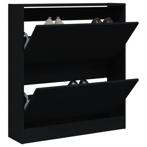 Vidaxl Armoire À Chaussures Noir 80x21x87,5 Cm Bois D'ingénierie