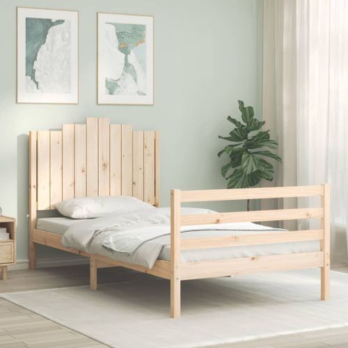 Vidaxl Cadre De Lit Et Tête De Lit 100x200 Cm Bois Massif