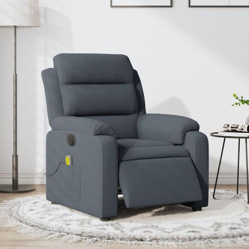 Vidaxl Fauteuil Inclinable De Massage Électrique Gris Foncé Velours