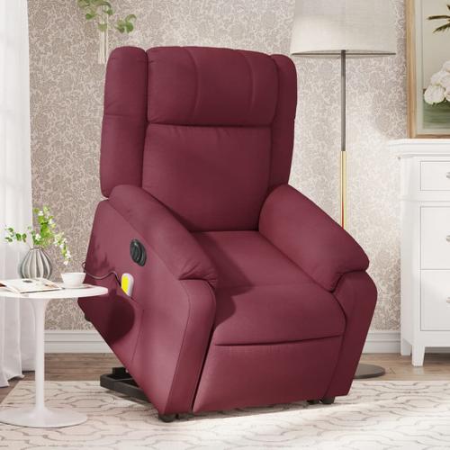 Vidaxl Fauteuil Inclinable De Massage Électrique Rouge Bordeaux Tissu