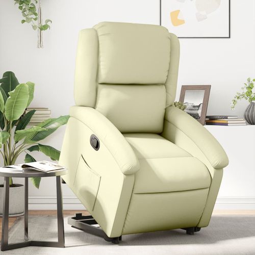 Vidaxl Fauteuil Inclinable Crème Cuir Véritable
