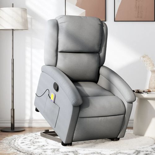 Vidaxl Fauteuil De Massage Inclinable Gris Clair Tissu