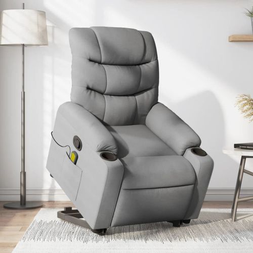Vidaxl Fauteuil De Massage Inclinable Gris Clair Tissu