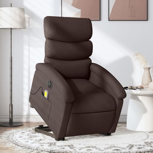 Vidaxl Fauteuil Inclinable De Massage Électrique Marron Foncé Tissu