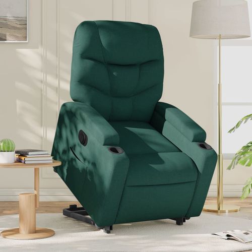Vidaxl Fauteuil Inclinable Électrique Vert Foncé Tissu