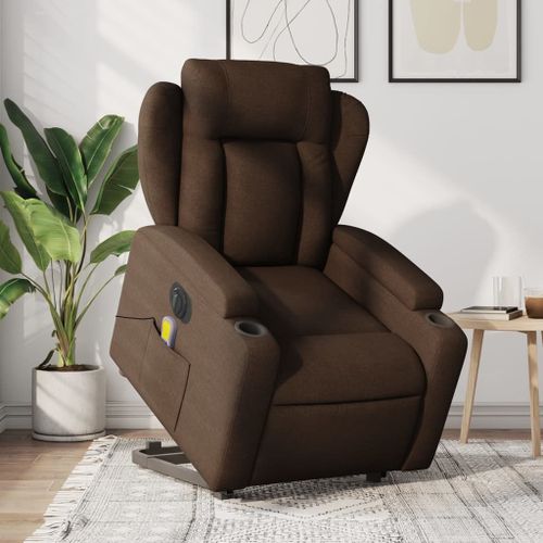 Vidaxl Fauteuil Inclinable De Massage Électrique Marron Tissu