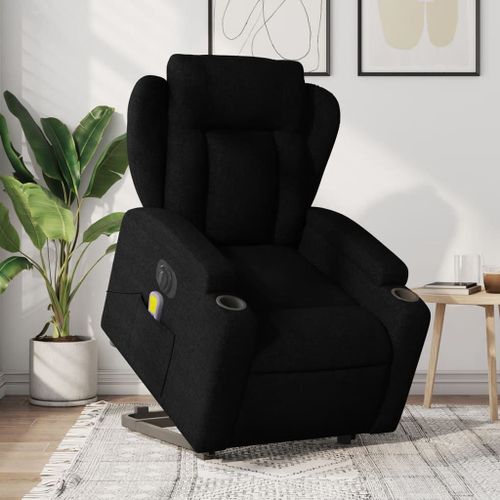 Vidaxl Fauteuil Inclinable De Massage Électrique Noir Tissu