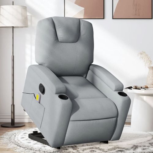Vidaxl Fauteuil De Massage Inclinable Gris Clair Tissu